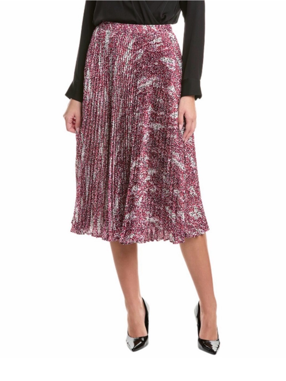 BOSS Pleated Pink Patterned Midi Skirt